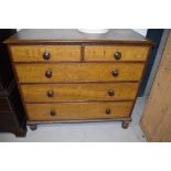 A set of antique scumble finished chest of two over three drawers with cock beaded fronts having