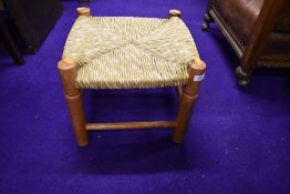 A traditional rush seated stool