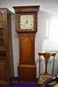 An oak and mahogany longcased clock having painted 30hr dial, unnamed, height approx. 203cm