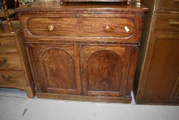 A 19th Century secretaire sideboard/bookcase base having mahogany veneer and flamed inner desk and