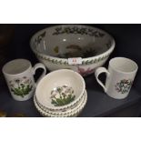 A selection of ceramics by Portmeirion in the botanical design three small bowls one large fruit