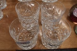 A selection of four clear cut crystal tumbler glasses by Waterford in good condition