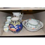 A selection of ceramics including wash jug and bowl sets Whieldon ware and graduated jug set