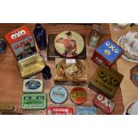 A selection of collectable transfer printed and pressed tins including Halford repair and John