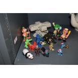 A selection of childs toys and figures including sports interest and Starwars