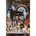 A selection of ceramics including Nao figure and folk art style terracotta chest