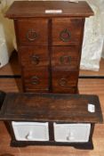 Two small kitchen or specimen style drawer sets tallest set standing at 33cm high