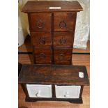 Two small kitchen or specimen style drawer sets tallest set standing at 33cm high