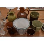 A selection of ceramics and studio pottery including terracotta and mid century styles