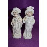 A pair of Victorian German styled porcelain figures or mantle garnitures both good condition