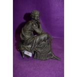 A French spelter cast figure base of a woman in thought