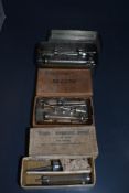 A selection of medical Record Hyperdermic syringe or needles with box and cases