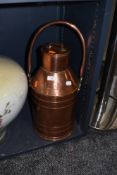 A large 2 gallon copper dairy or similar farm house canister 55cm high