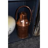 A large 2 gallon copper dairy or similar farm house canister 55cm high