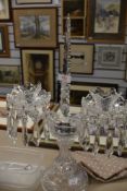 A clear cut crystal Waterford glass lustre droplet table centre candelabra in good condition all