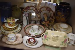 A selection of ceramics including Crown Fielding and Rockingham style hand painted plates