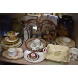 A selection of ceramics including Crown Fielding and Rockingham style hand painted plates