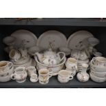 A selection of dinner and tea wares by Runtons pottery Mckering N. Yorks most pieces having signs of