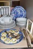 A selection of dinner and table wares including Spode serving plate