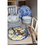 A selection of dinner and table wares including Spode serving plate