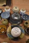 A selection of studio and similar pottery including lidded dome