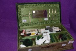 A Victorian sewing or haberdashery set having lined and compartmental inner with lots of original