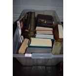 A box of books of history, English language interest and more.
