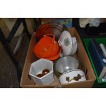 A selection of cooking baking and similar kitchen wares including mixing bowls