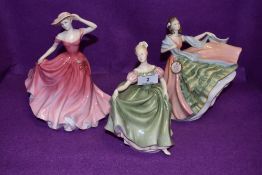 A selection of Royal Doulton figurines including Michelle, Ellen and Ann