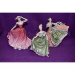 A selection of Royal Doulton figurines including Michelle, Ellen and Ann