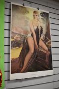A mid century print of a Bond style glamour model after Ernest Ratcliff