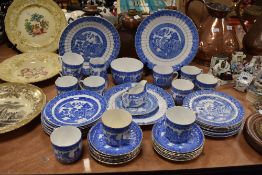 a part tea service by Bell China in a traditional blue and white wear design