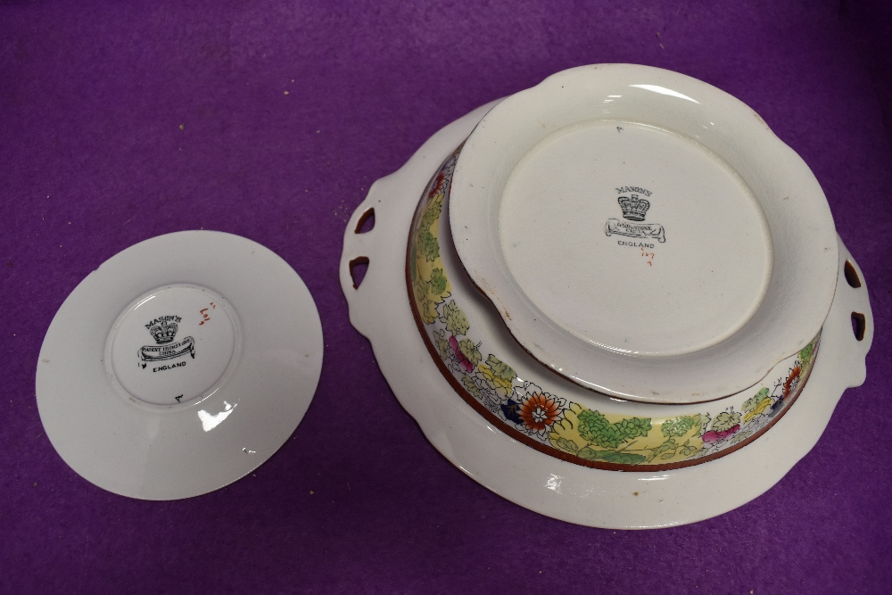 Two pieces of Masons in the Chinoserie desing one footed bowl and small saucer - Image 2 of 2