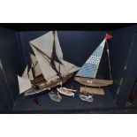 A selection of model sailing boats and similar