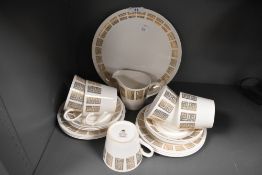 A part tea service by Queen Anne Ridgway having white and gold retro design