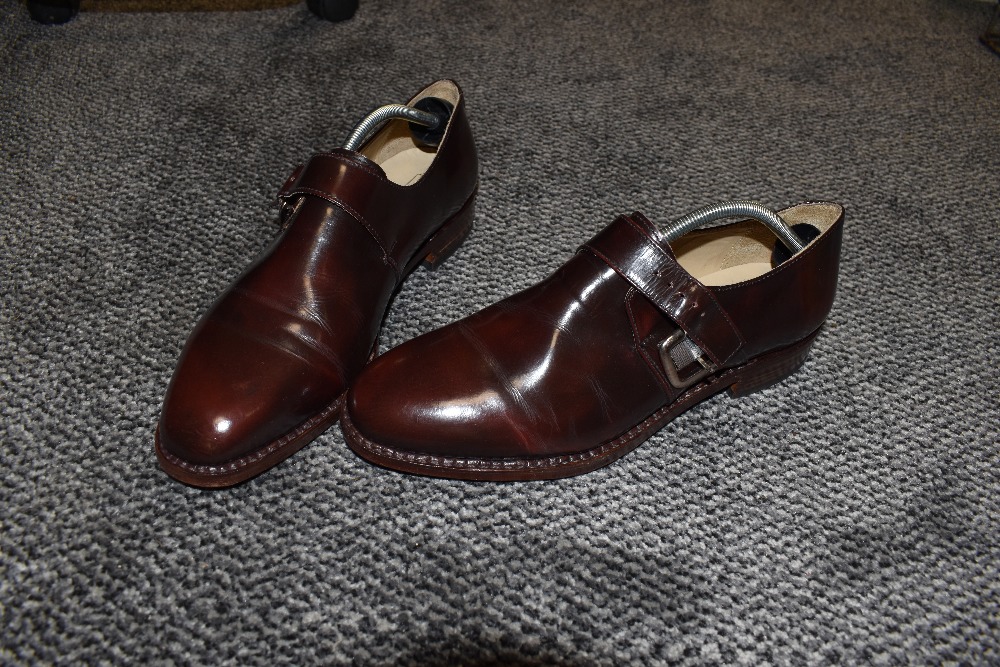 A pair of mens tailored shoes by Samuel Windsor size 9 1/2 appear unworn