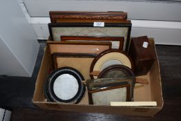 A selection of picture frames and prints also small inlayed box