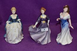 A selection of Royal Doulton figurines including Jacqueline and For You
