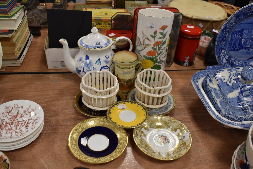 A selection of modern and similar ceramics including Grafton Dynasty tea pot and Aynsley saucers