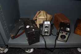 A selection of photographic equipment and cameras including Kodak and Brownie