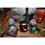 A selection of studio and art glass including mottled and marbled examples