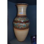 A large Royal Cauldon vase 51 cm tall hand decorated in a Charlotte Reid style with peach and
