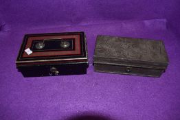 Two small metal cases jewellery and similar small deed style