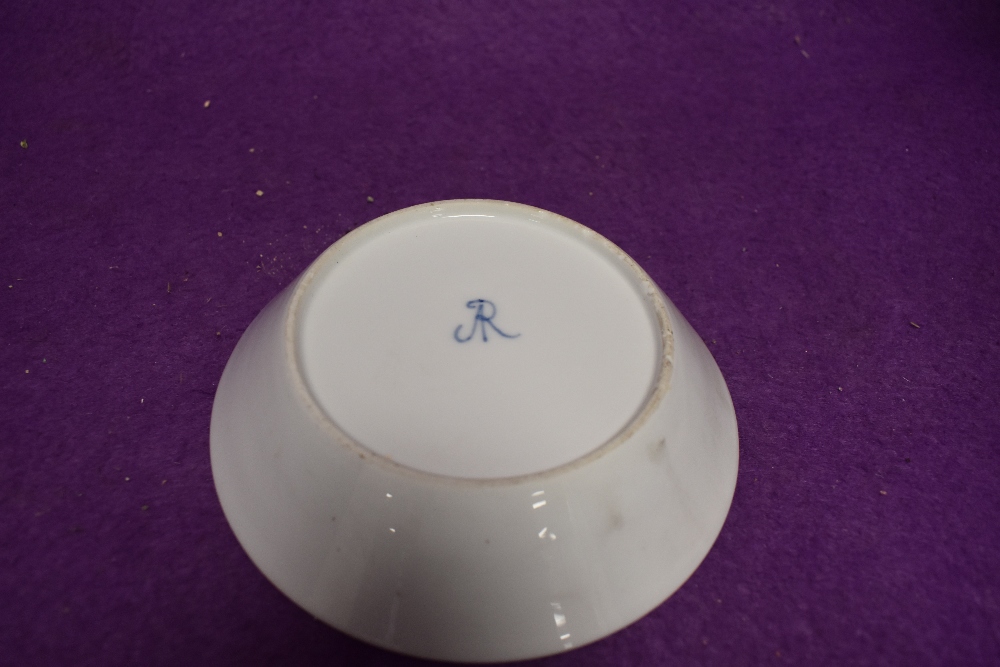 a hard paste porcelain pin dish decorated and bearing JR mark to base German Dresden style - Image 2 of 2