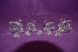 A selection of Swarovski crystal glass swan figures