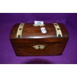 An antique mahogany cased with bone and brass stud detailing in the form of a treasure chest both