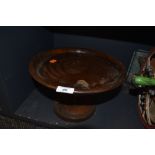 A treen wood footed fruit bowl in oak