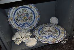 A fine selection of Portuguese ceramics hand painted in blue hues