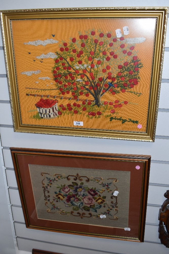 An Edwardian embroidery and later mid century style needlework