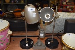 Two adjustable scientific or engineers lamp stands